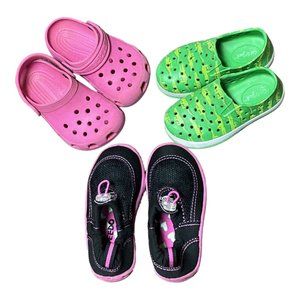 Lot of 3 Shoe Pairs Cat & Jack Crocs Speedo  Bin#2